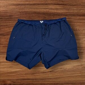 ONE BONE Men Navy Blue Athletic Short Elastic Waist Drawstring Zip Pocket Size F